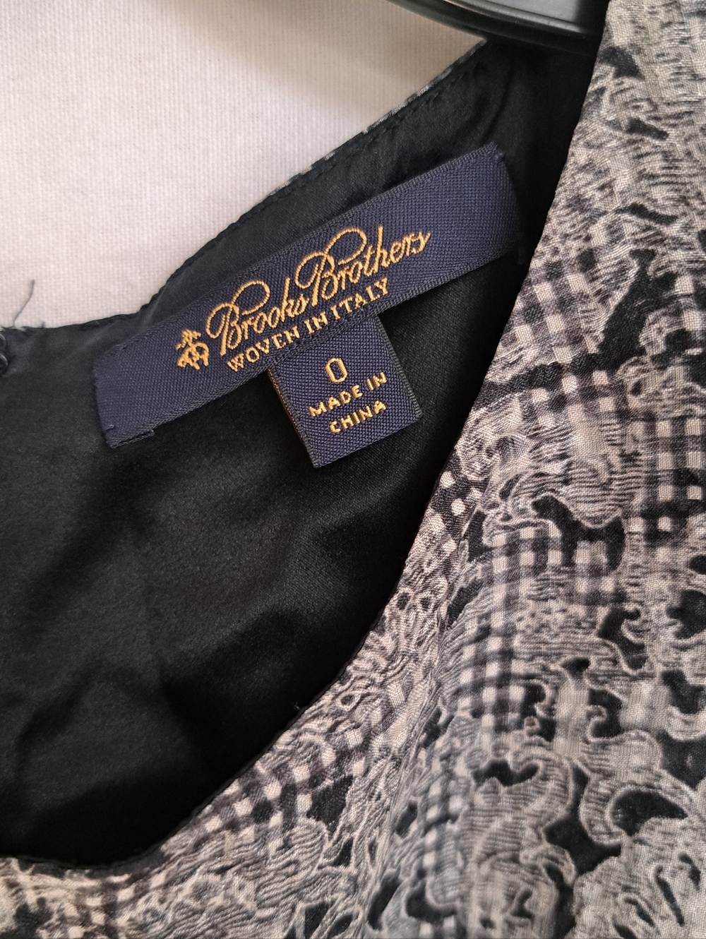 Brooks Brothers Silk Blend Damask Gingham Fit & Flare Dress Black White Size 0 - Picture 7 of 10